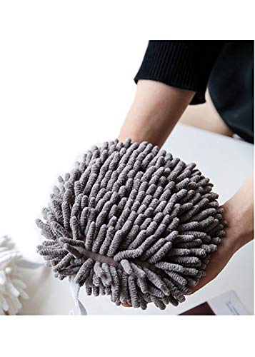 Ivymei Microfiber Chenille Hand Towels, 2 Pack, Soft Absorbent Kitchen Bathroom Towels with Loop, Grey Pink - color: Grey Pink
