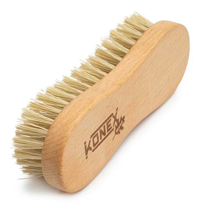 KONEX Nylon Fiber Economy Utility Cleaning Hand Brush | Heavy Duty Hand-Held Scrub Brush Stiff Bristles | Wooden Body, Ideal Scrub Brushes for Cleaning (Peanut Shaped) - size: 1 Count (Pack of 1)
