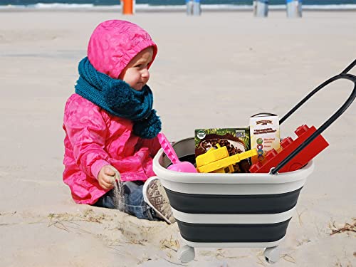SAMMART 17L (4.5 Gallons) Collapsible Plastic Laundry Basket with Handle & Wheels-Foldable Pop Up Storage Container/Organizer with wheels-Portable Washing Tub-Space Saving (Grey/Slate Grey) - color: Grey/Slate Grey