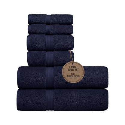 6 Piece Home Towel Set - Soft & Absorbent - Hotel and Spa Quality, 100% Cotton Include 2 Bath Towel (28" x 56"), 2 Hand Towel (16"x28") and 2 Wash Cloths (12"x12") - Royal Blue - color: Royal Blue, size: 6-Piece Bath Towel Sets
