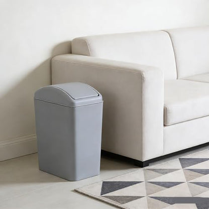 Slim Bathroom Trash Can with Swing Lid, 4.2 Gal Garbage Bin | Plastic Small Wastebasket, Space-Saving Narrow Bin for Under Sink, Desk, Kitchen, Bedroom, Office, Gray - color: Grey