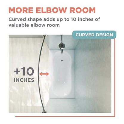 Zenna Home Rustproof Curved Shower Curtain Rod, No Drill Tension or Permanent Mount Adjustable Curved Shower Rod for Bathroom, Easy Install, Rounded for Extra Room, 50 to 72 Inches, Brushed Nickel - color: Brushed Nickel