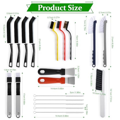 19Pcs Crevice Cleaning Brush Set,Hard Bristle Gap Scrub Tools | for Sliding Door,Sill,Tile Lines, Corner, Sink, Shutter, Car Vents, Keyboard,Lightweight,Plastic,