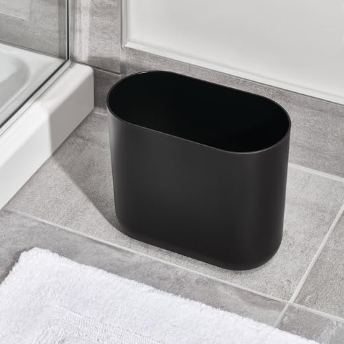 iDesign Small Slim Plastic Bathroom Trash Can, 2-Pack, Black | Bedroom, Office, Desk, Dorm - color: Black, style: Pack of 2