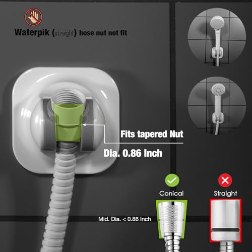 Handle held Shower Head Holder - 5 Positions Adjustable - Conceald Adhesive Mount with Screw Option- RV Camping Shower Head Holder (Gloss White) - color: Gloss White
