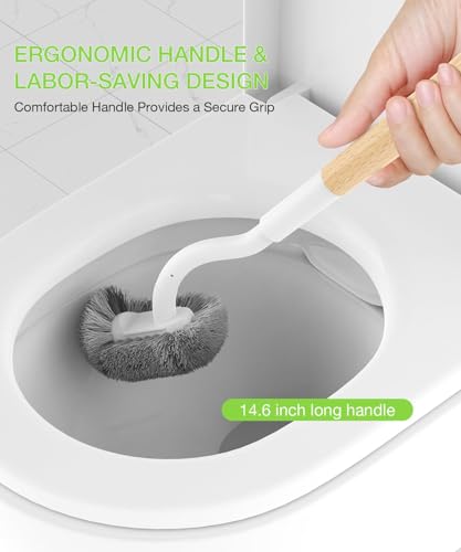 Wooden Toilet Brush, OSCIOSS Toilet Brush and Holder Set with Ergonomic Design, Compact Size, Durable Bristles, Bamboo RV Toilet Cleaner & Holder for Bathroom (Natural, 1pack) - color: Natural, size: 1 Pack