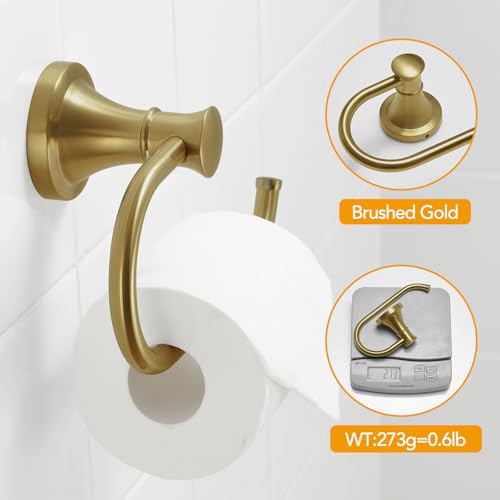 Toilet Paper Holder Wall Mounted Bathroom Tissue Holder Brushed Gold | Pivoting Tissue Roll Holder, High Quality Stainless Steel Hand Towel Ring Rustproof, Bathroom Accessories,Toilet Storage - color: Brushed Gold