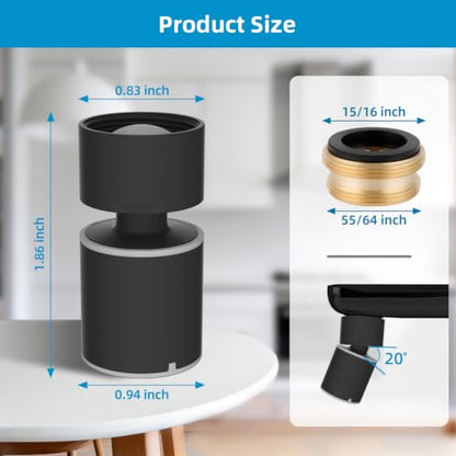 Hibbent cUPC Certified 2-function 360° Swivel Sink Aerator, Matte Black | NSF/ANSI/CAN 61 Certified High Flow Faucet Extender with Metal Adapter for Kitchen & Bathroom, 55/64” Female Thread - color: Matte Black