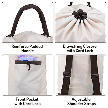 Seiritex Laundry Bag Backpack with Shoulder Straps and Detergent Holder Clothes, Travel Laundry Backpack Bag Hamper for College (Khaki w Brown) - color: Khaki w Brown