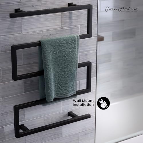 Swiss Madison Voltaire 5-Bar Electric Towel Warmer Heated Towel Racks for Bathroom in Matte Black - color: Black