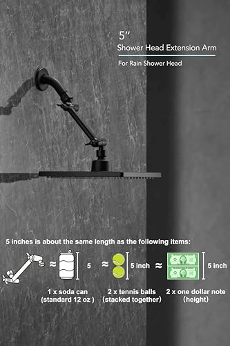 5 Inch Adjustable Shower Head Extension Arm With Locking Set Screw, Singing Rain Metal Matte Black Angle Height Adjustable, Easy To Install, G1/2 Universal Connector Compatible (Matte Black Finish) - color: 3. Matte Black, style: 5 inch