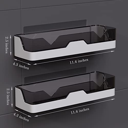2-Pack Adhesive Shower Caddy, No-Drill Shower Racks with Hooks for Bathroom | Two Adhesive Shelves with Hooks, No Drilling Required, Space-Saving Storage for Shower, Bathroom and Kitchen Essentials