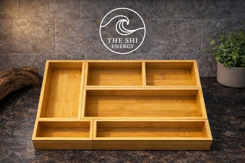 5-Piece Bamboo Drawer Organizer Set – Versatile Storage Trays for Kitchen, Bathroom, Office, Makeup, Jewelry & More – Drawer Dividers, Utensil Organizer & Storage Bin Set (5 Pieces)