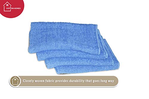 WASHCLOTH Soft Cotton Towels 11"x11" Blue - (50 Pack) with 1 Free Apron, 100% Cotton Rich Fingertip Towels, Cleaning Rags Wash Cloths for Bathroom