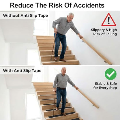 Black Anti Slip Tape 4 Inch x 33 Ft, Wide Heavy Duty Non Skid Grip Tape for Stairs Outdoor Steps Ramps Decks, Waterproof Traction Tape for Indoor Bathroom Kitchen Garage Commercial Safety - size: 4" x 33ft