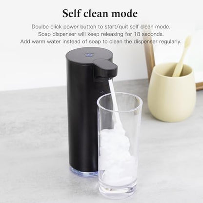 Automatic Soap Dispenser Foaming: Rechargeable Touchless Soap Dispenser Stainless Steel Foam Soap Dispenser for Bathroom Hand Soap Pump for Kitchen Xmas Gift, 9oz, Black - color: Black