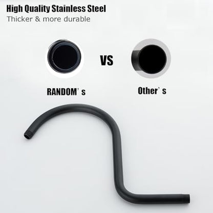 RANDOM S Shaped Shower Head Riser Pipe,Goose Neck Shower Arm 13 Inch Shower Head Extension Arm with Flange,Standard 1/2" Connection,Matte Black.RD-91098-13MB - color: Matte Black
