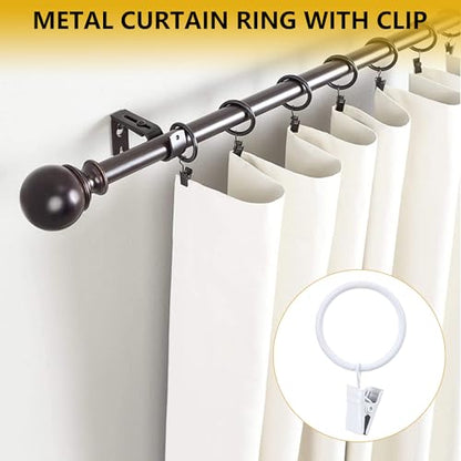 Curtain Rings with Hooks 14 Pack - Rustproof Metal Drapery Clips for Window, Shower, Door, 1.5" Inner Diameter, Smooth Gliding, Fits 5/8" to 3/4" Rods, White - color: White