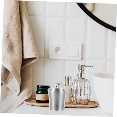 DECHOUS Stainless Steel Toothbrush Holder and Rinse Cup Waist Shaped Metal Mug for Bathroom Multiuse Drinking Cup for Stylish Travel Accessory Reusable and Stackable