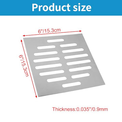 2pcs Drain Cover Grates 6" x 6" Stainless Steel Square Drainage Grate Cover | Replacement Floor Drain Strainer for Shower, Bathroom Floor, Balcony, and Outdoor Garden Drains - size: 6" x 6"
