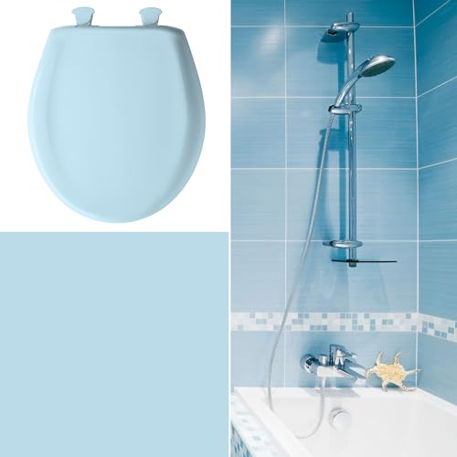 Bemis Classic Colors Slow Close Toilet Seat, Easy Clean Hinges and Durable Plastic Seat, Made in USA, Round, Dresden Blue - color: Dresden Blue, size: Round