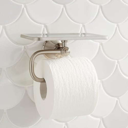 Signature Hardware 433265 Cooper Single Post Tissue Holder with Shelf - color: Brushed Nickel