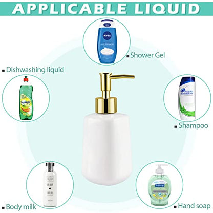 14OZ Dish Soap Dispenser, Hand Soap Dispenser Ceramic Bottle (Bright White) | Pump Dispenser Bottle, Refillable Liquid, Dish Soap, Hand Soap, Essential Oil & Lotion, Great for Kitchen & Bathroom - color: Bright White