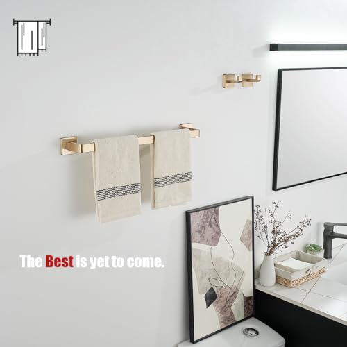 JQK Champagne Bronze Towel Bar, 16 Inch 304 Stainless Steel Thicken 0.8mm Towel Rack Bathroom, Towel Holder Wall Mount, Total Length 18.41 Inch, TB250L16-CB - color: Champagne Bronze, size: 16.41 Inch