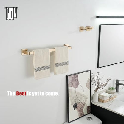 JQK Champagne Bronze Towel Bar, 16 Inch 304 Stainless Steel Thicken 0.8mm Towel Rack Bathroom, Towel Holder Wall Mount, Total Length 18.41 Inch, TB250L16-CB - color: Champagne Bronze, size: 16.41 Inch