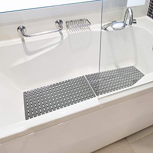 BEMISO Shower Mat Non Slip Bathtub Mat with Suction Cups and Drain Holes 27.5 x15.7 Inch Bath Mat for Tub & Shower.Easy Dry,Easy to Cut,Eco-Friendly - color: Gray, size: 27.5 x 15.7 inches