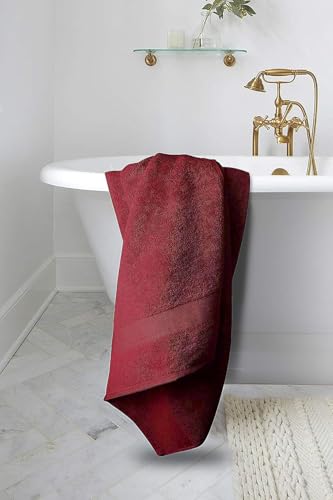 Luxury Bath Towels Set of 4 (27” x 54”) | Towels for Bathroom | Super Soft | Highly Absorbent Towels for Home, Spa, Gym (Burgundy) - color: Burgundy