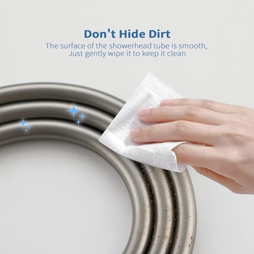 TRIPHIL Kink-free Silicone Shower Hose, 118" Extra Long Flexible Handheld Shower Head Hose Replacement, Anti-Explosion Long Last for RV with Brass Insert and Nut, Brushed Nickel - color: Brushed Nickel, size: 118 Inch