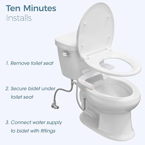BIGCOW Ultra-Slim Bidet Attachment for Toilet - Dual Nozzle (Frontal & Rear Wash) with Adjustable Cold Water Pressure and Stainless Steel Inlet - Hygienic Solution for Fresh Cleanliness, Gold 1 Pcs - color: Gold