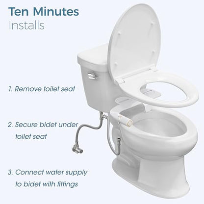 BIGCOW Ultra-Slim Bidet Attachment for Toilet - Dual Nozzle (Frontal & Rear Wash) with Adjustable Cold Water Pressure and Stainless Steel Inlet - Hygienic Solution for Fresh Cleanliness, Gold 1 Pcs - color: Gold