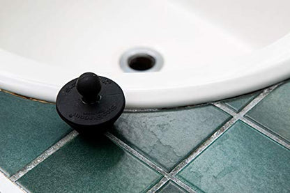 TubShroom Tub Drain Hair Catcher Combo Pack with Silicone Stopper, Black Chrome – Protector and for Bathroom Drains, fits any standard bathtub drain measuring 1.4” to 1.8” wide