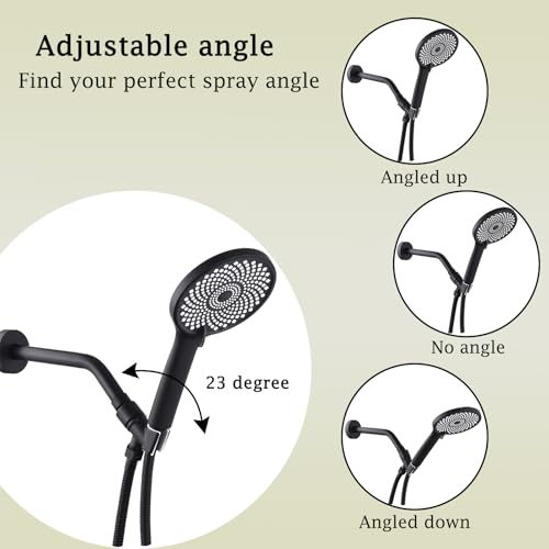 All Metal Handheld Shower Head Holder, Adjustable Shower Wand Holder with Brass Pivot Ball，Shower Arm Holder Mount for Connecting Shower Arm and Shower Hose，Black - color: Black