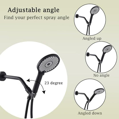 All Metal Handheld Shower Head Holder, Adjustable Shower Wand Holder with Brass Pivot Ball，Shower Arm Holder Mount for Connecting Shower Arm and Shower Hose，Black - color: Black