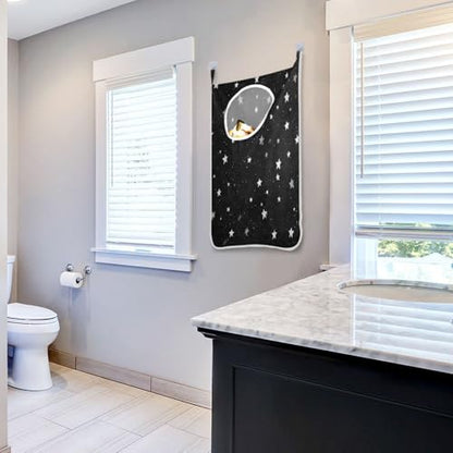 2PCS Hanging Laundry Hamper Bag Over the Door Laundry Hamper Wall Hamper Large Dirty Clothes Hamper with Stainless Steel Hooks 29.5x20Inch Black Starry Sky Dots - color: Black Starry Sky Dots, size: 2 PCS