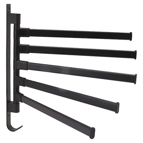 Swivel Towel Bar, 180° Rotary Aluminum Wall Mount Rack Rail with Hook Space Saving Organizer Hanging Swing Out Hanger Support for Bathroom, Hotel, Kitchen (5 Arms) - color: 5 Arms