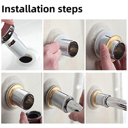 Universal Bathroom Sink Drain with Pop-Up,Overflow Hole,Ceramic White Cap & Stainless Steel Body - Easy to Install, Durable Copper Mesh Filter -Fits Standard Sink With Overflow White & Silver KINGWONG