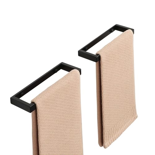 Alise Hand Towel Holder,Towel Bar for Bathroom Wall Mount,8 Inch Towel Hanger Towel Rack for Lavatory,SUS304 Stainless Steel Towel Rail Self Adhesive or Drilling Mount,Matte Black,Pack of 2 - color: Black, size: 8-Inch (2 Pack)