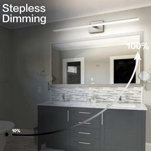 40 Inch Bathroom Vanity Lights Over Mirror Brushed Nickel Arm Over Cabinet Wide LED Bar 5CCT 2900K 6000K High Lumen IP44 - color: Brushed Nickel- 5CCT& Dimmable, size: 40-inch