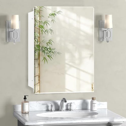 Medicine Cabinet, Rectangular Beveled Frameless Mirror Cabinet,Wall Mounted Cabinet for Bathroom Toilet Kitchen,Recess or Surface Mount,24x24 in - size: FMG-CM7005-2424
