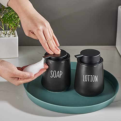 12Oz Hand Soap Dispenser - 2 Pack Ceramic Foam Soap Dispenser Set | Foaming Dispenser with Easy-to-Press Pump, Reusable and Refillable Mordern Dish Soap Dispenser for Bathroom & Kitchen, Black - color: Black Foming Dispenser