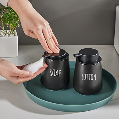 12Oz Hand Soap Dispenser - 2 Pack Ceramic Foam Soap Dispenser Set | Foaming Dispenser with Easy-to-Press Pump, Reusable and Refillable Mordern Dish Soap Dispenser for Bathroom & Kitchen, Black - color: Black Foming Dispenser