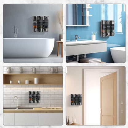 Shampoo and Conditioner Dispenser, Shower Soap Dispenser Wall Mounted, Shampoo Dispenser for Shower Wall No Drill, Bathroom Body Wash Dispenser 3 * 350ml Gungray 3 Chamber - color: Gungray 3