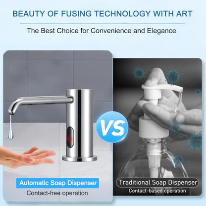 Touchless Automatic Soap Dispenser Sensor Built-in Sink Soap Dispenser | Electric Soap Pump Suitable For Home And Commercial Use Large Capacity 33.81oz Liquid Dispensing Accessory, Chrome - color: Liquid-chrome