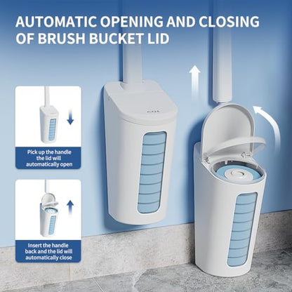 CQT Disposable Toilet Bowl Brush with Toilet Wand 10 Refill Heads, Toilet Bowl Cleaner Wands,Toilet Cleaning System Starter Kit(Wand+10 Refills)