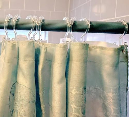 Resze 12 PCS Clear Double Shower Curtain Hooks,Plastic Shower Curtain Rings | Shower Hooks, Multi-functional Rings for Bathroom Shower Curtain,shower curtain liner and Kitchen supplies, etc. - color: Clear