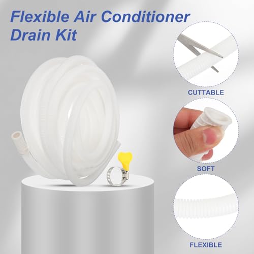 PATIKIL 49.2ft Air Conditioner Drain Kit, Universal AC Drain Hose Connector Hose with Clamp Rubber Adapter for Mini-Split Window AC Unit Dehumidifier Faucet - size: 49.2ft